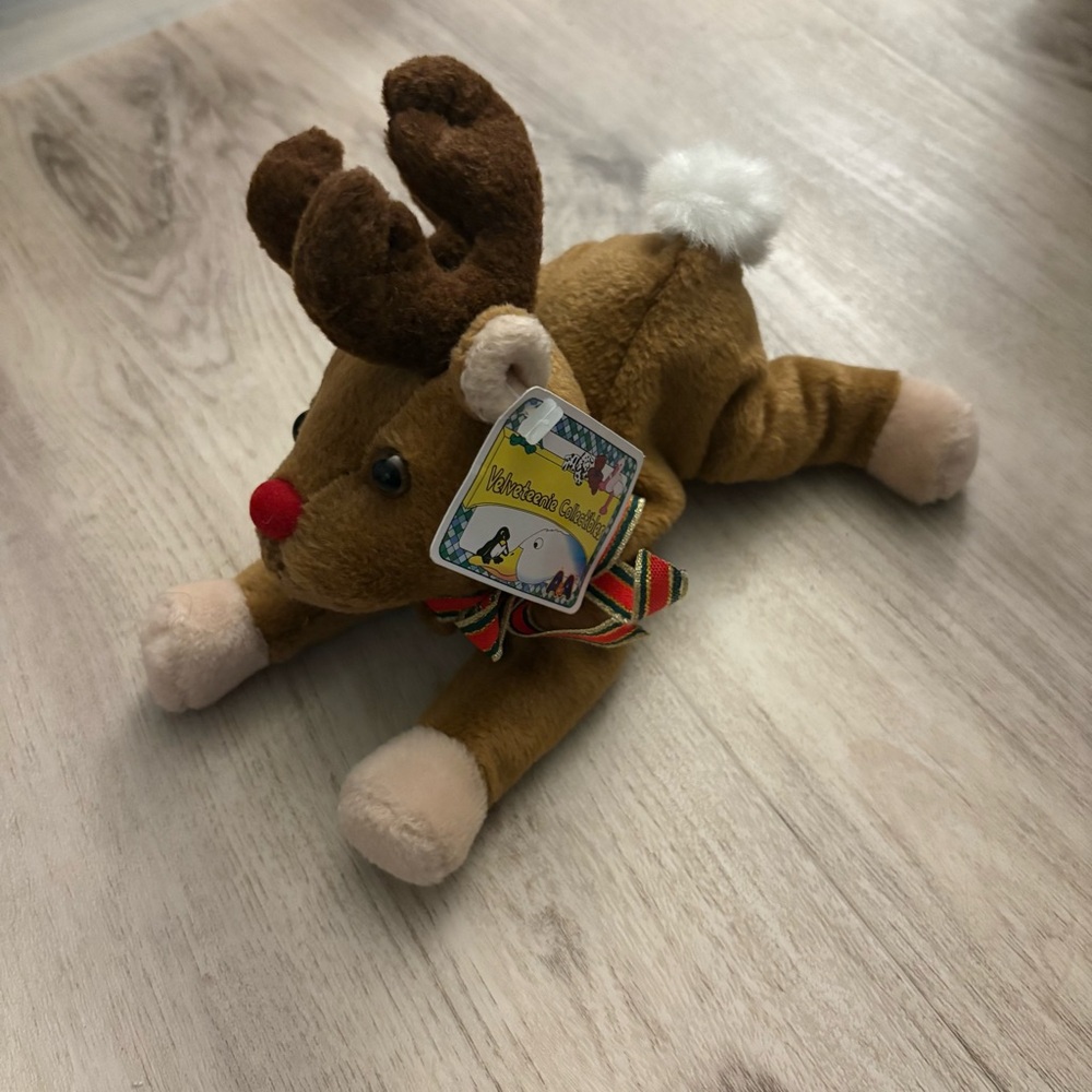 Rudy A&A Reindeer Plush Christmas Holiday Laying Plush Stuffed Animal